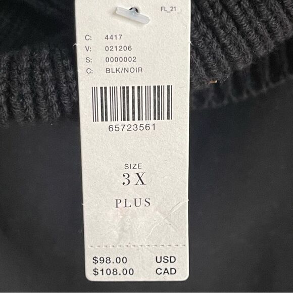 NWT Anthropologie Dolan Left Coast Black Cowl Neck Pullover Sweater 3X Gift - Picture 6 of 12